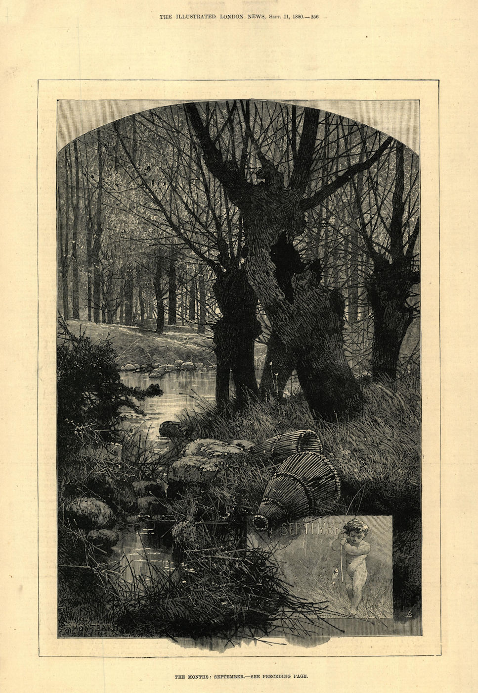 The months: September. Landscapes. Fine arts 1880 old antique print picture