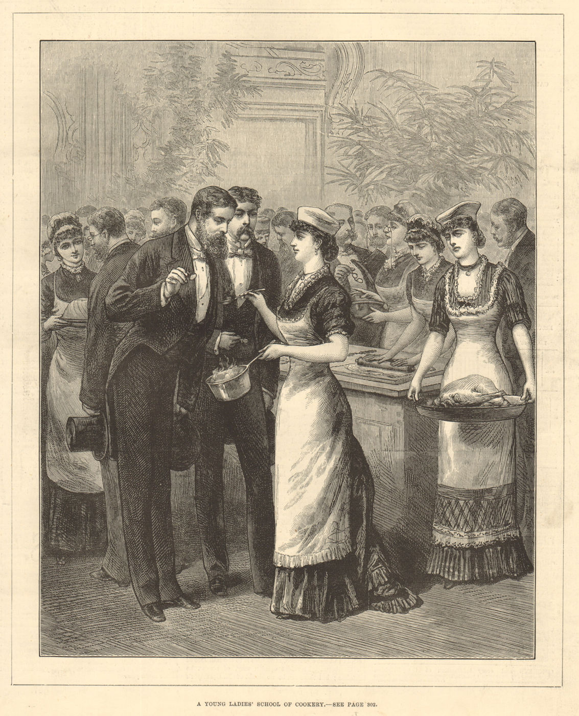 Associate Product A young ladies school of cookery. Society. Food 1880 antique ILN full page