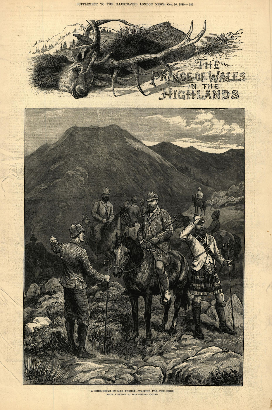 Associate Product Prince of Wales (Edward VII): Deer-drive in Mar Forest. Scottish Highlands 1880