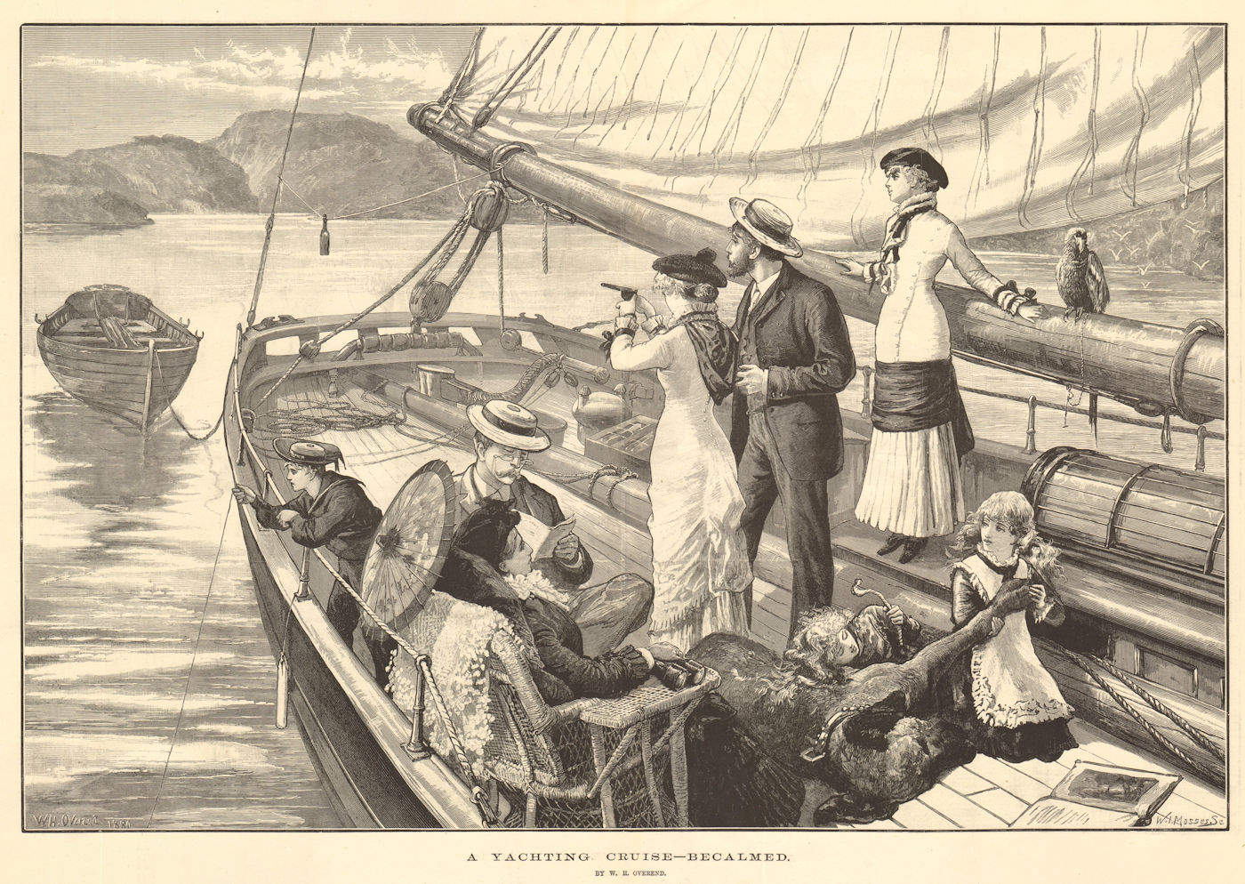 Associate Product "A yachting cruise - becalmed", by W. H. Overend. Society. Sailing 1880 print
