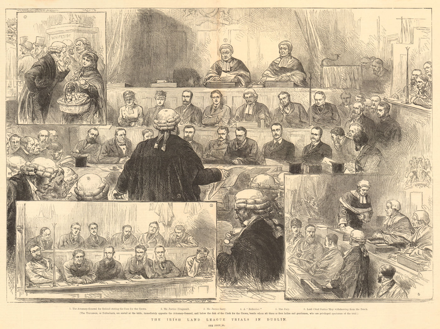 The Irish Land League trials in Dublin. Ireland 1881 antique ILN full page