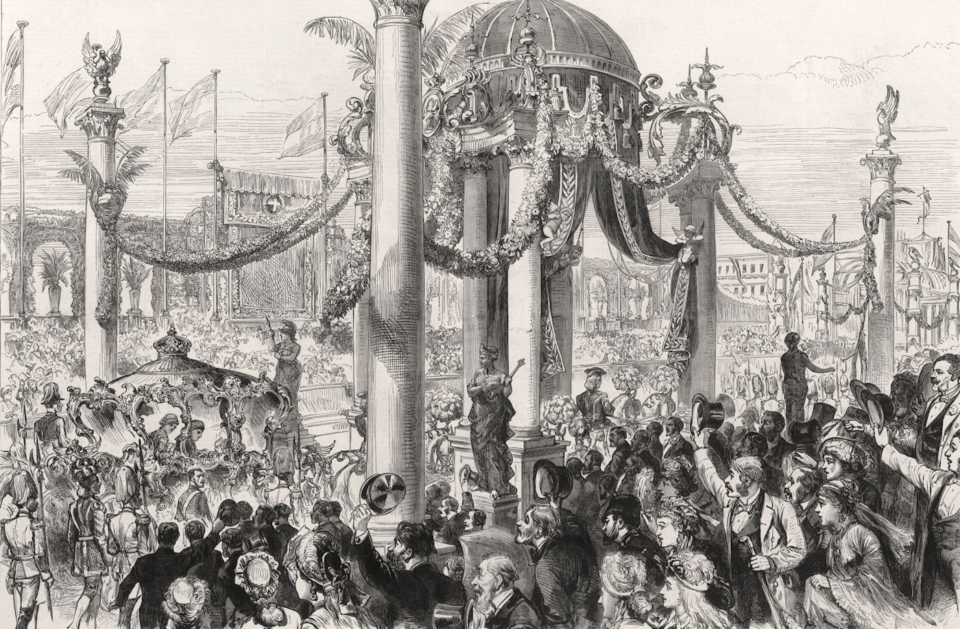 The imperial marriage at Vienna: state entry of the bride. Austria 1881