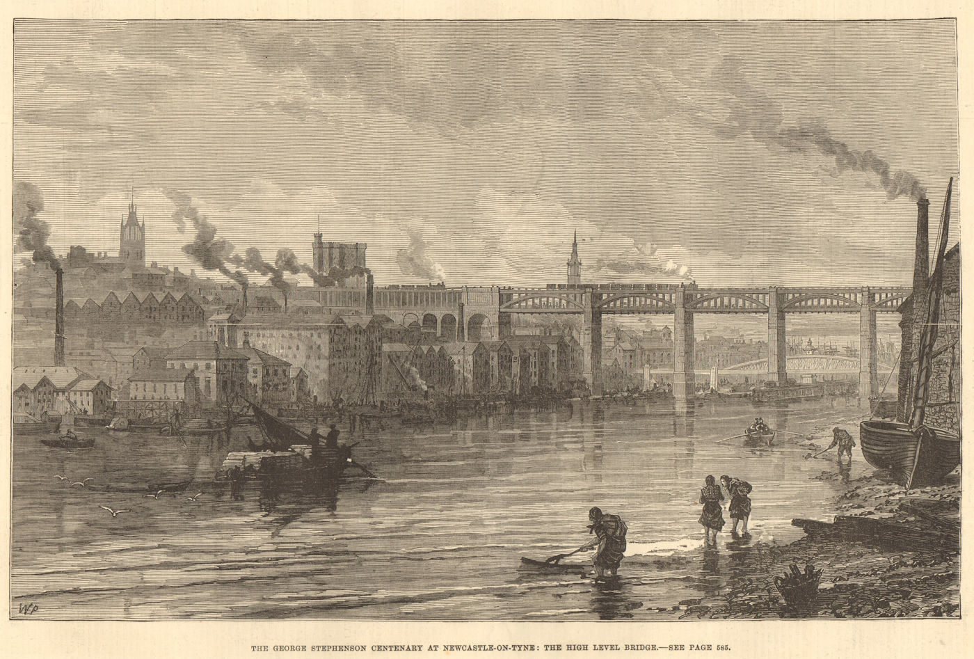 Newcastle-upon-Tyne & the High Level Bridge. George Stephenson Centenary 1881
