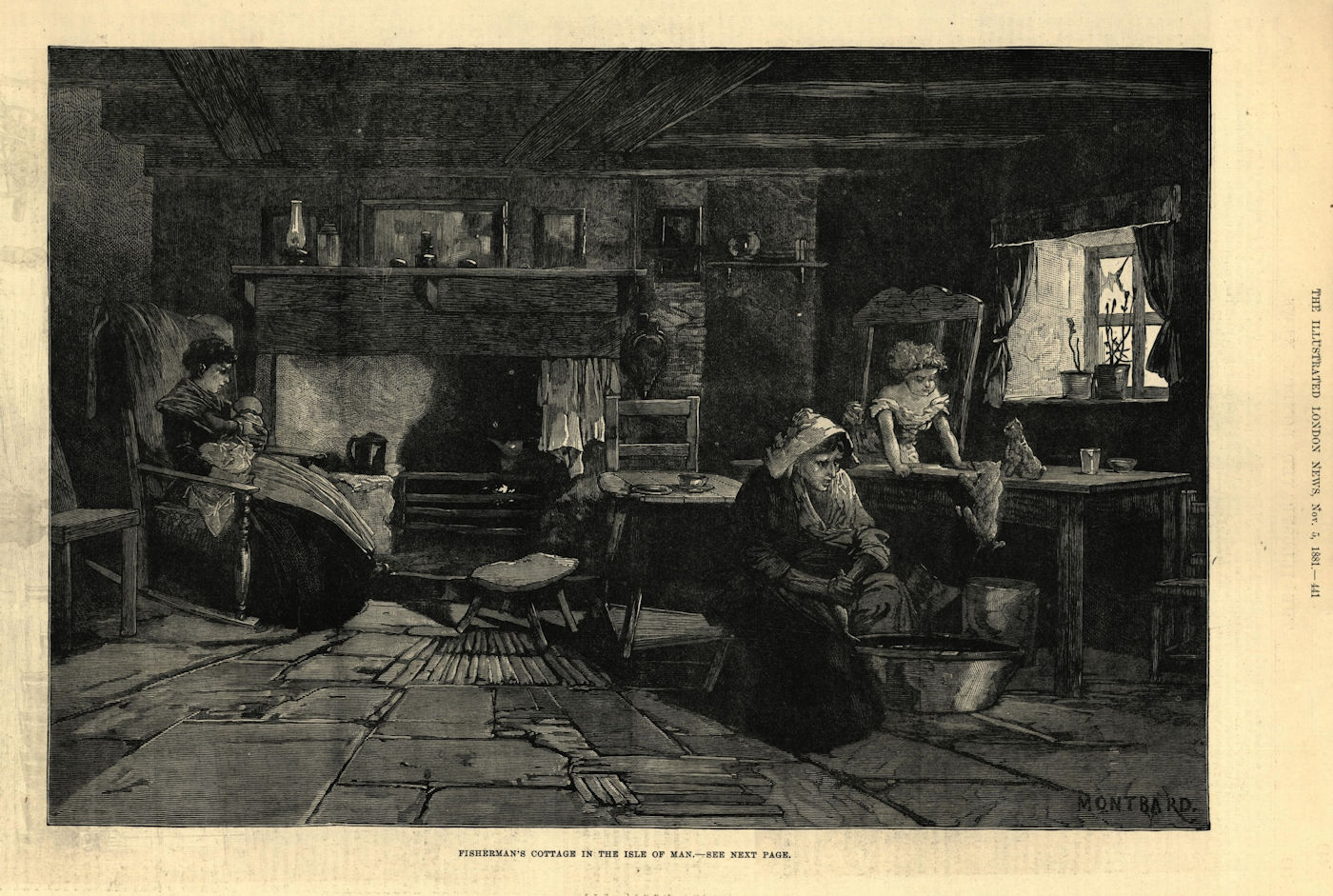 Associate Product Fisherman's cottage in the Isle of Man. Fishermen 1881 antique ILN full page