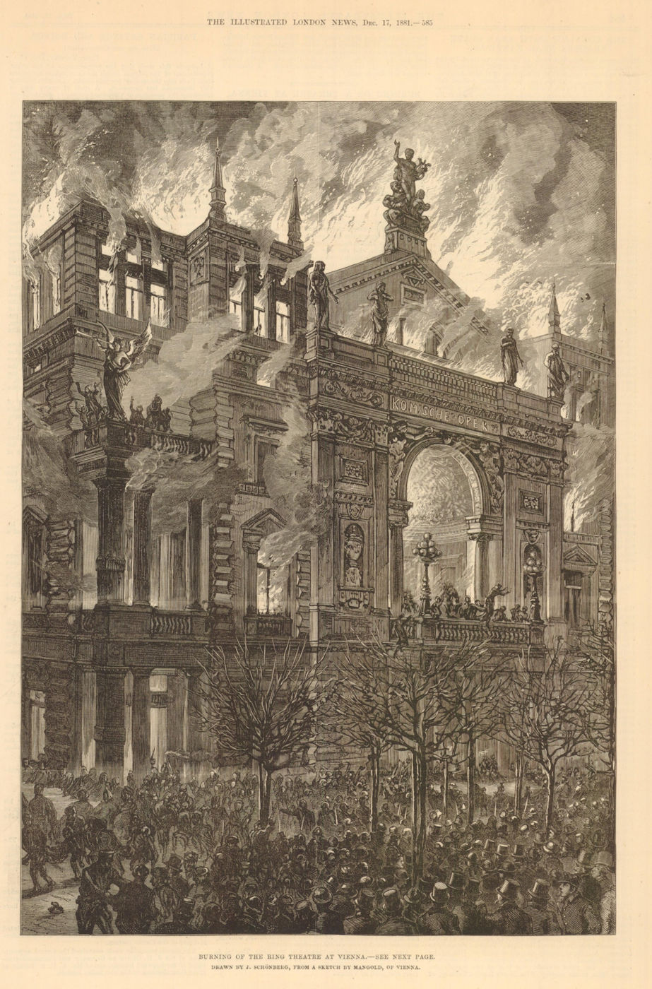 Associate Product Burning of the Ring theatre at Vienna. Ringtheater. Austria 1881 ILN full page