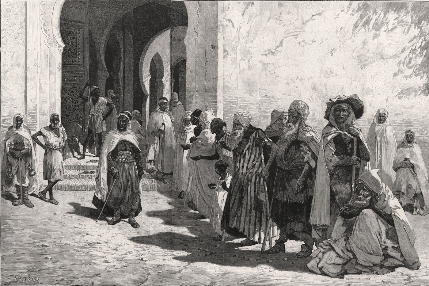 Associate Product Algerine beggars at the door of a mosque. Portraits 1881 antique ILN full page