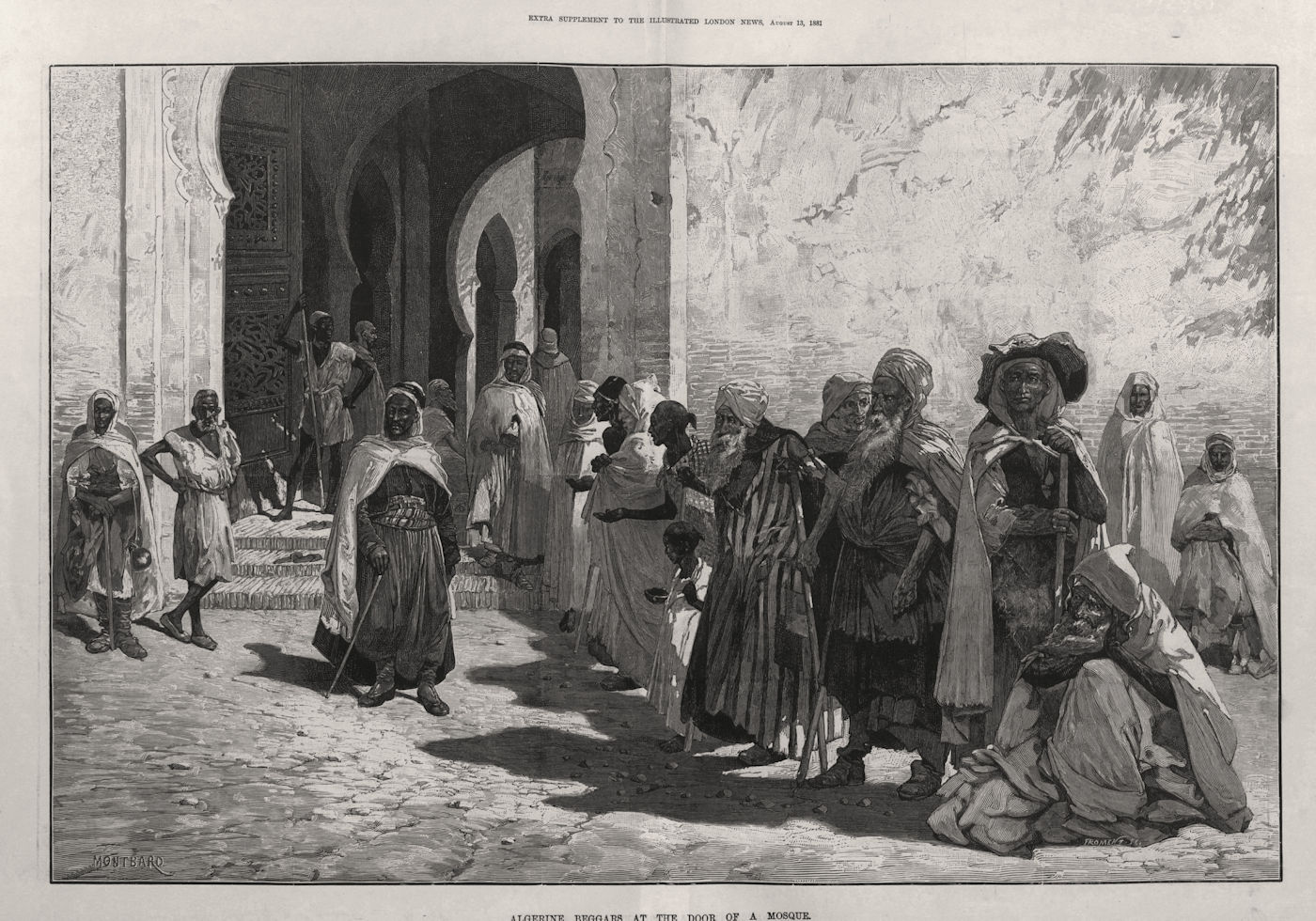 Associate Product Algerine beggars at the door of a mosque. Portraits 1881 old antique print