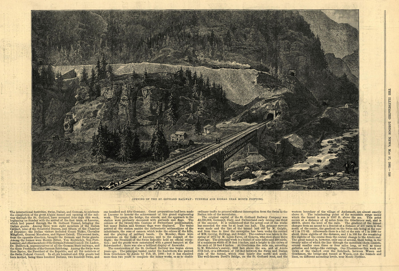 Associate Product St. Gothard Railway: tunnels & zigzag near Monte Piottino. Switzerland 1882