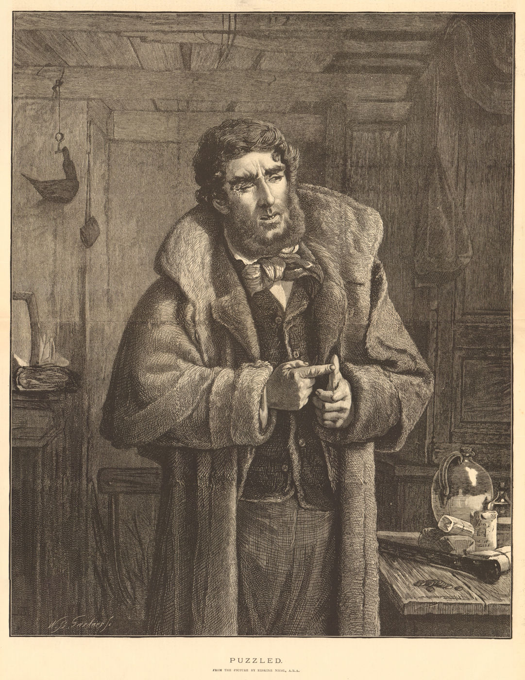 Associate Product Puzzled. From the picture by Erskine Nicol, A. R. A. Portraits. Fine arts 1882