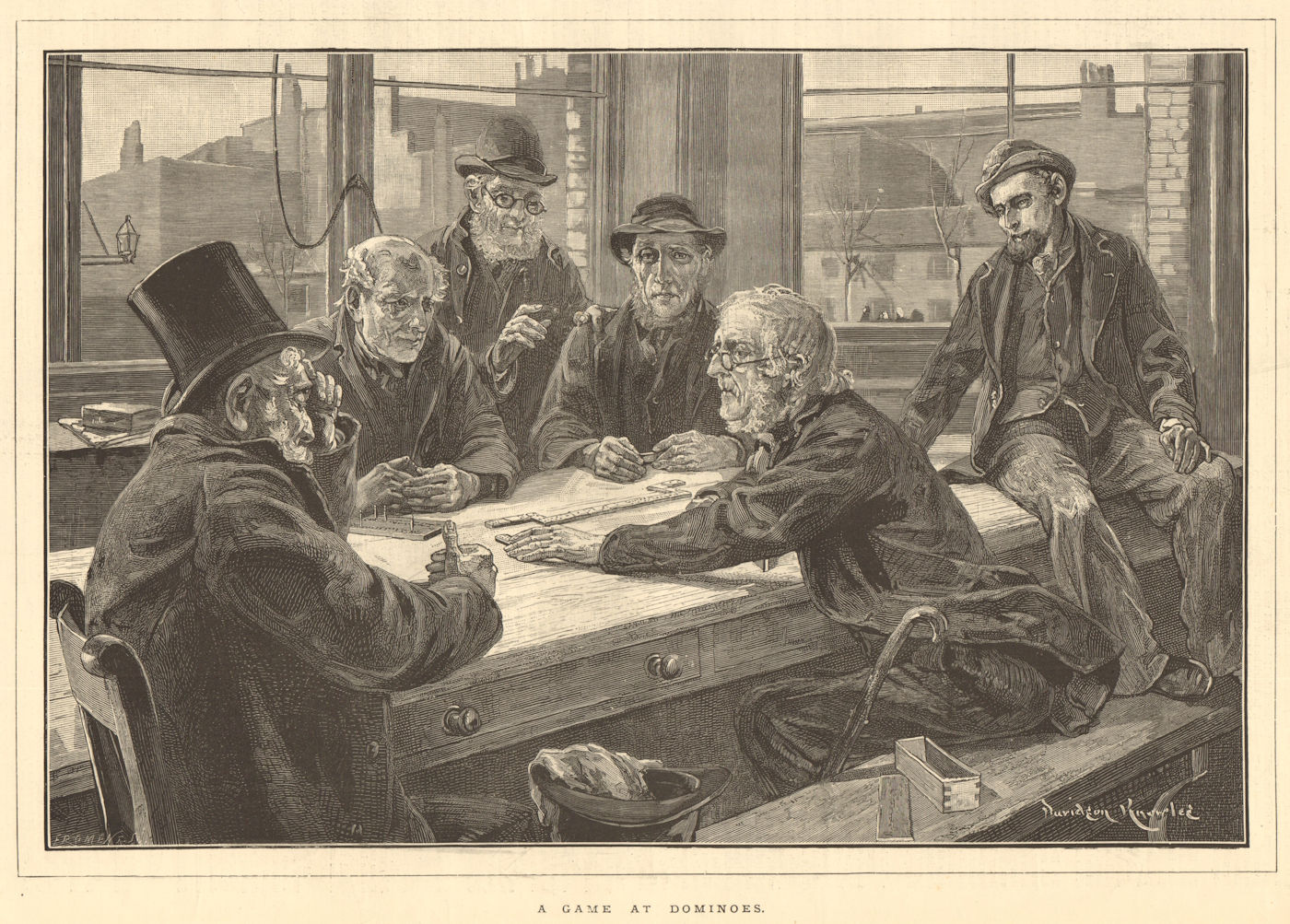 Associate Product A game at dominoes. Society 1883 antique ILN full page print