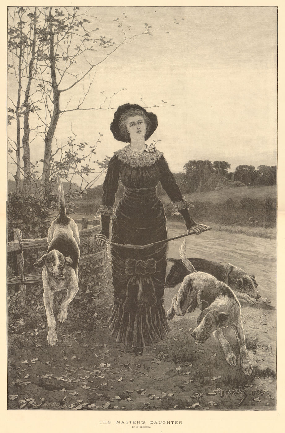 Associate Product "The master's daughter", by S. Berkley. Dogs 1883 antique ILN full page print