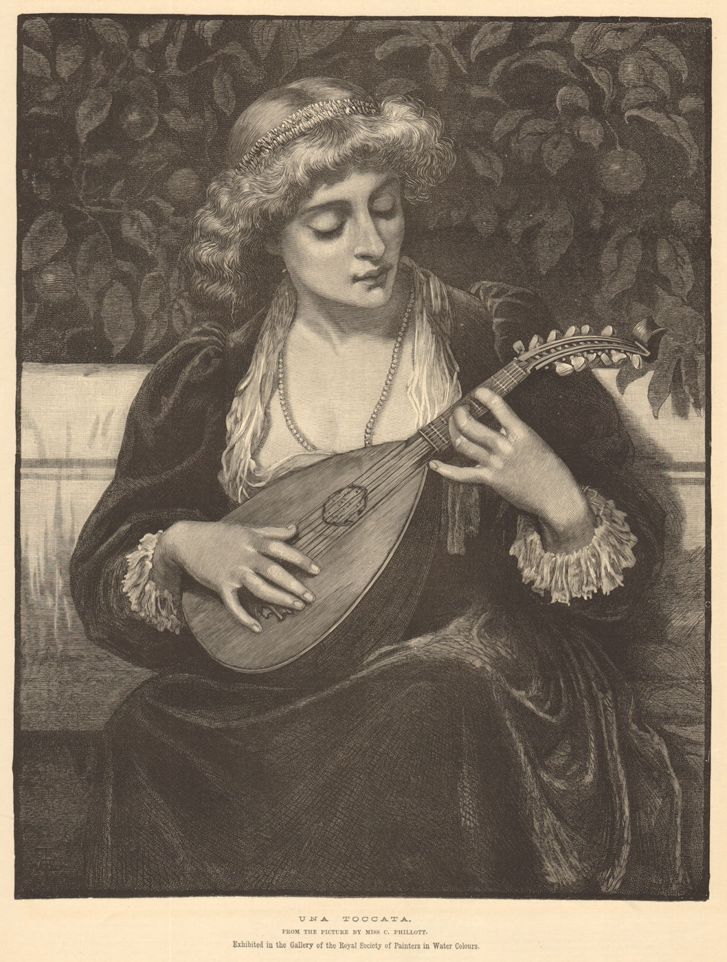 Una toccata. Mandolin Lute. By Miss C. Phillott. Ladies. Music 1883 old print