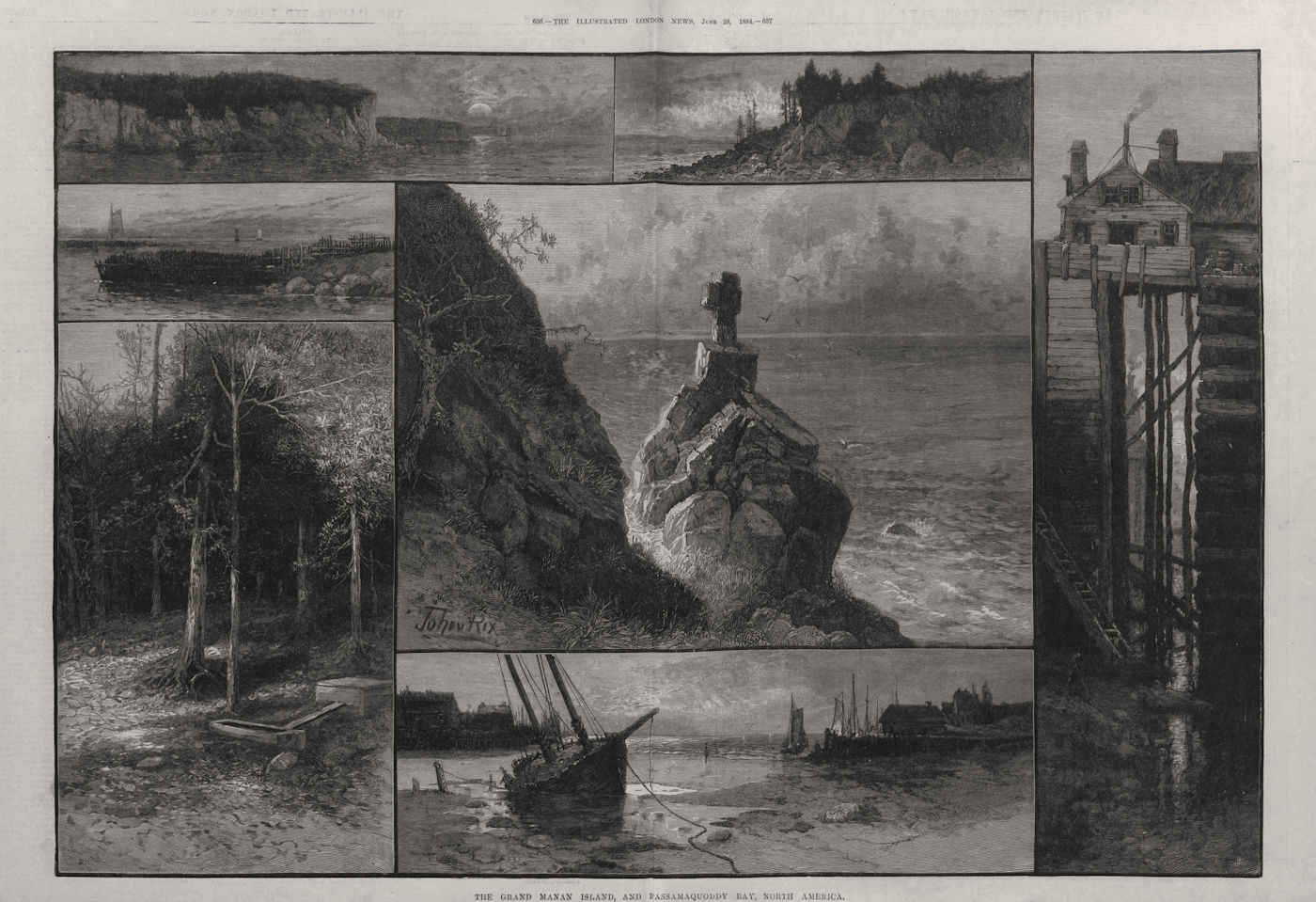Associate Product The Grand Manan Island, & Passamaquoddy Bay, North America. Maine 1884 print