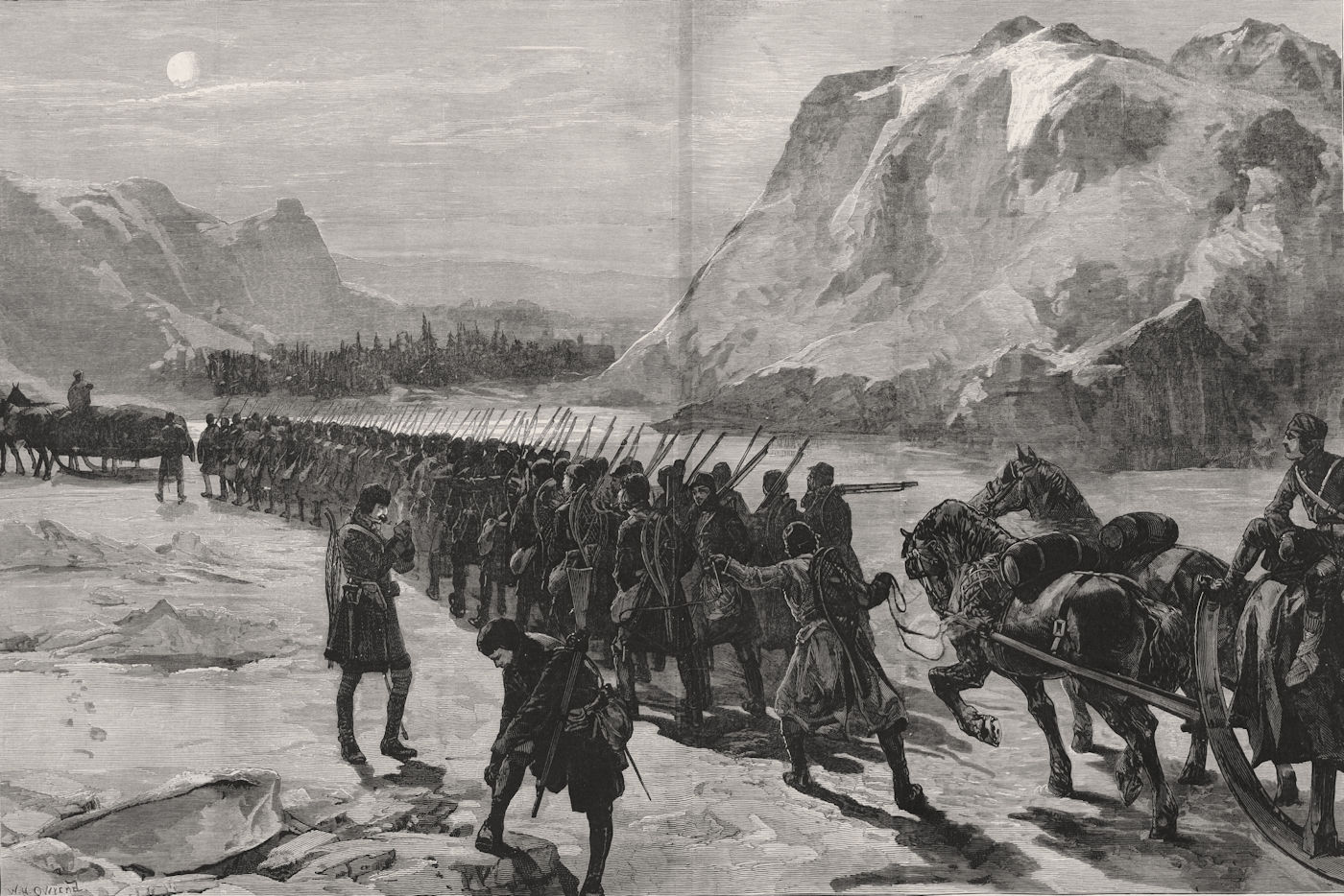 North-West Rebellion, Canada: Troops marching Nepigon bay ice Lake Superior 1885