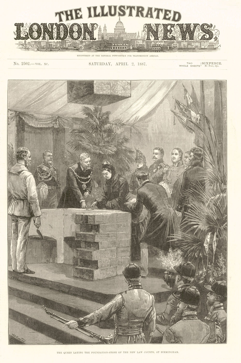Associate Product Queen Victoria laying the foundation stone of the new Birmingham Law Courts 1887