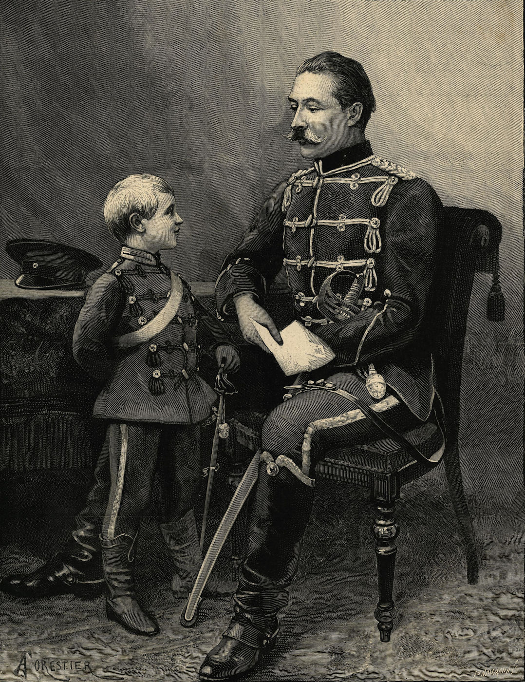 Associate Product The Imperial Crown Prince William of Prussia & his son. Royalty 1888 ILN print