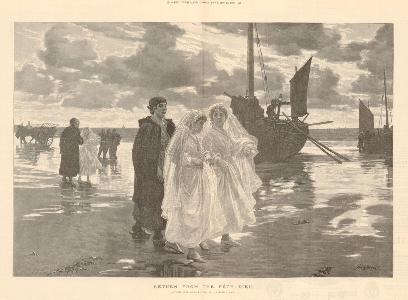 Return from the Fête Dieu. Religious 1888 old antique vintage print picture