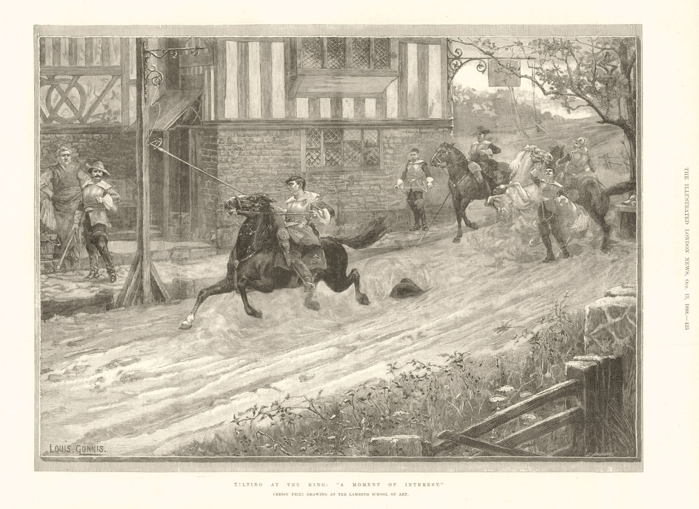 Tilting at the ring: "A moment of interest" Crecy Prize drawing. Horses 1888