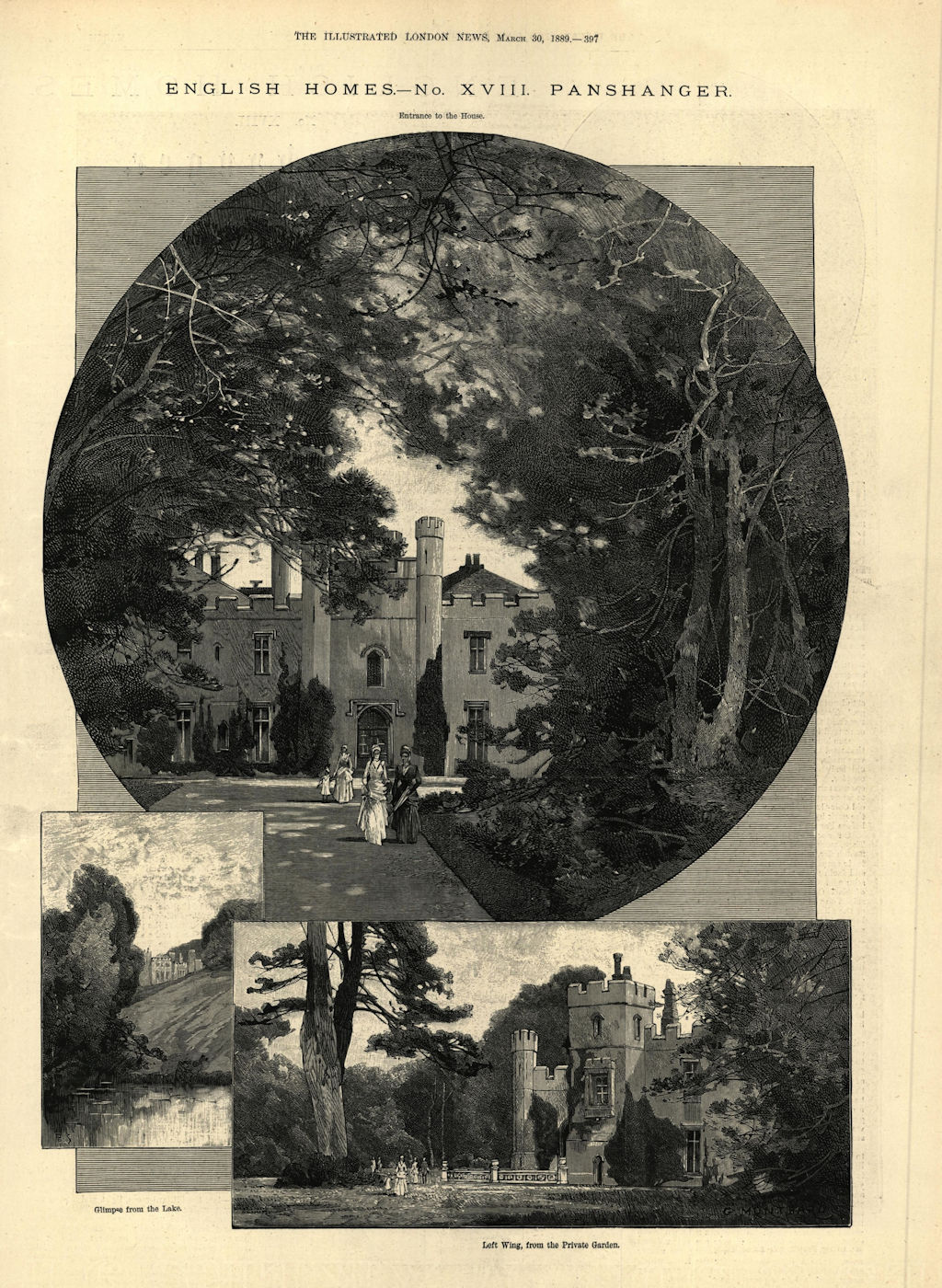 Associate Product Panshanger House: Entrance left wing garden. Hertford. Welwyn Garden City 1889