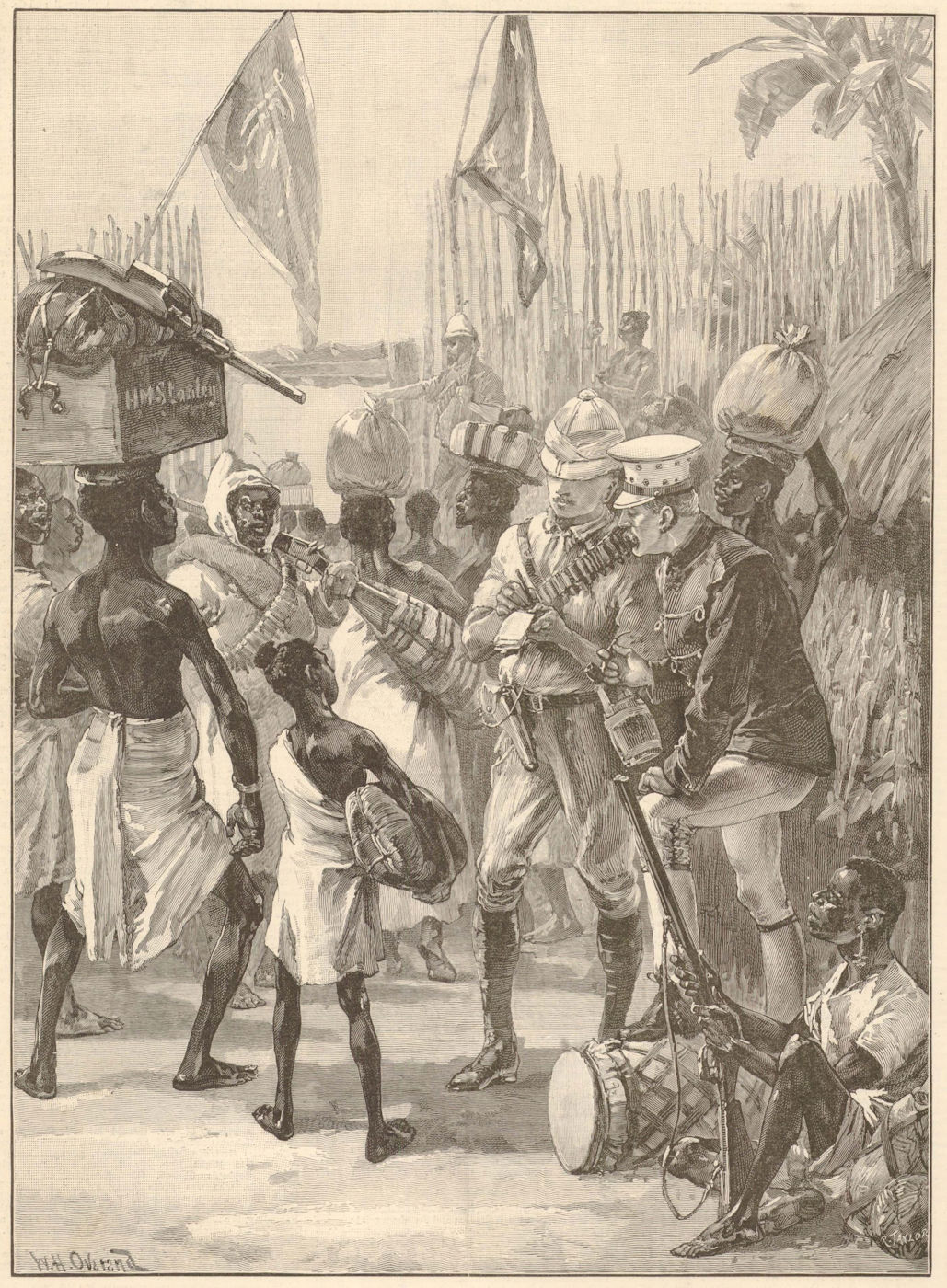 Emin Pasha Relief Expedition. Stanley leaving Yambuya camp Barttelot. Congo 1890