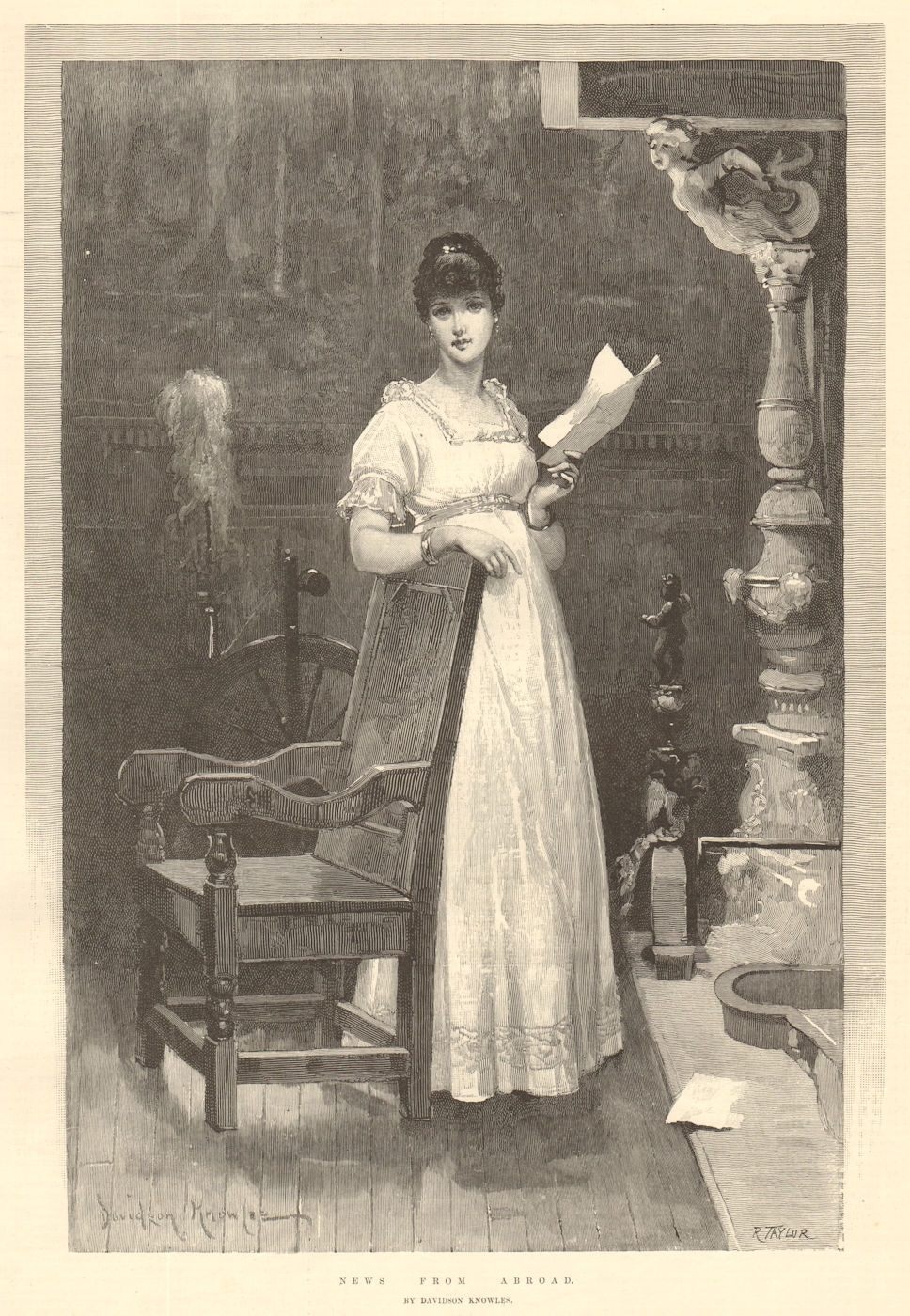 Associate Product "News from abroad", by Davidson Knowles. Pretty Ladies. Letters 1890 ILN print