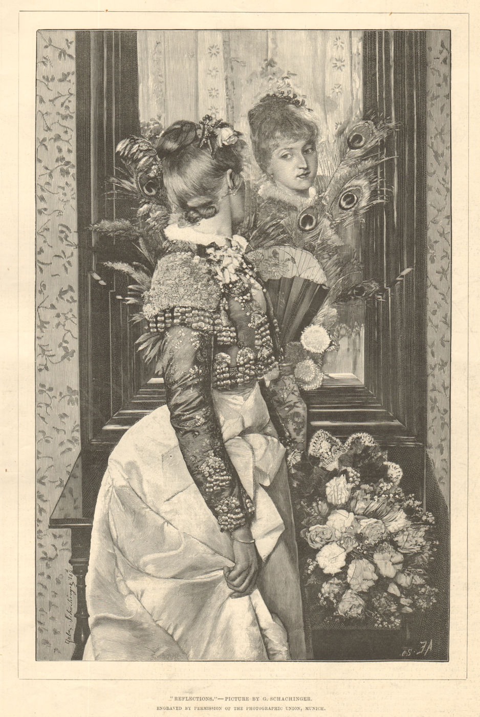 Associate Product "Reflections", picture by G. Schachinger. Germany 1890 antique ILN full page