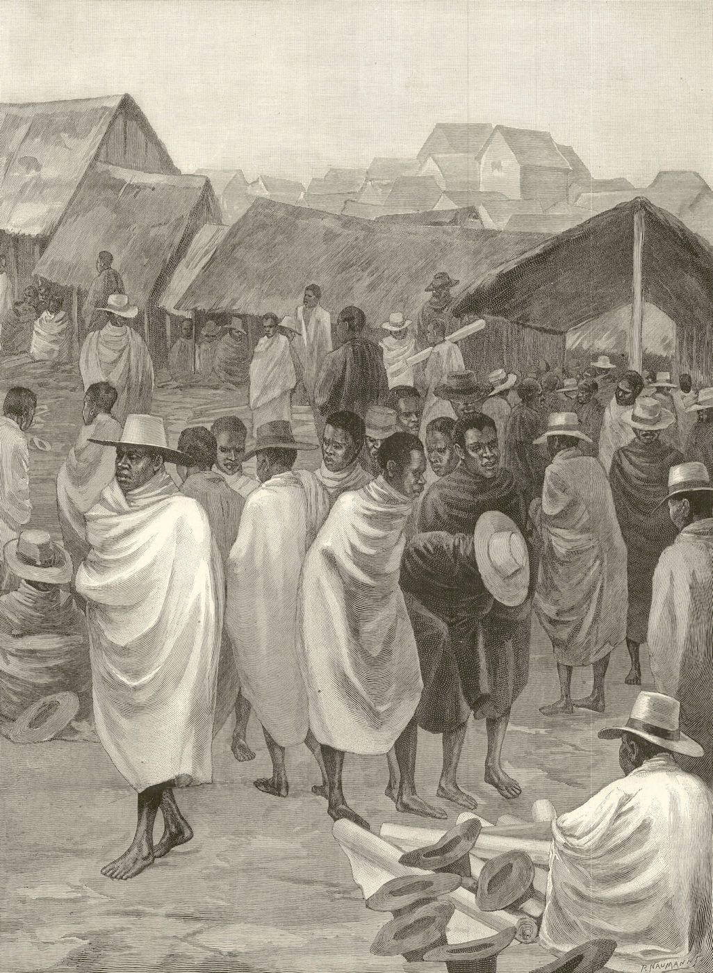 Market for Manchester Goods, Antananarivo, Madagascar 1890 ILN full page print