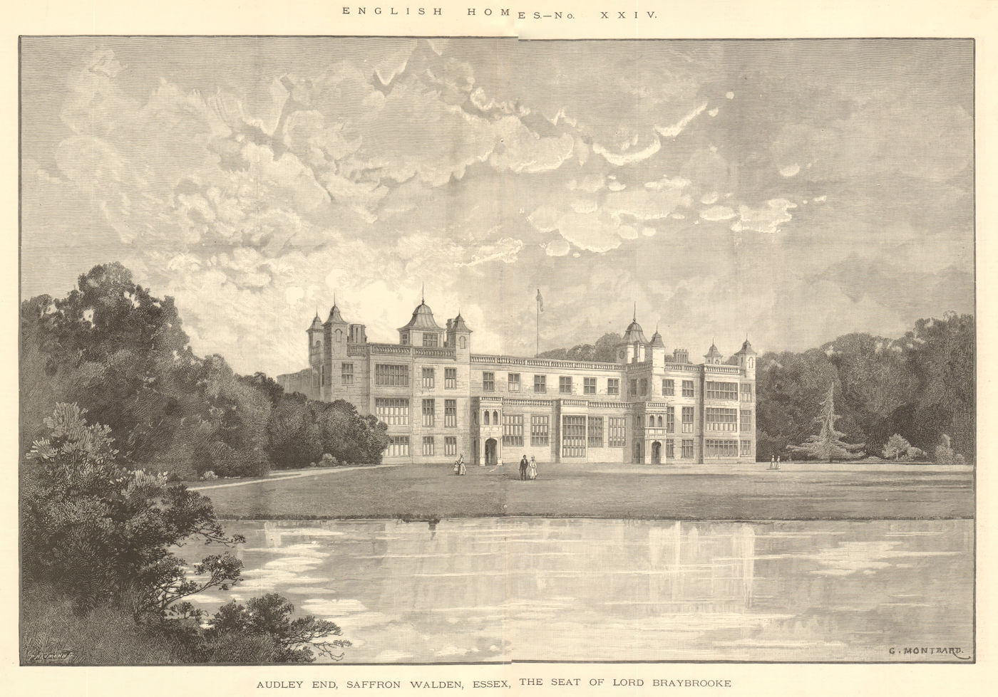 Associate Product Audley End, Saffron Walden, Essex, the seat of Lord Braybrooke 1890 ILN print