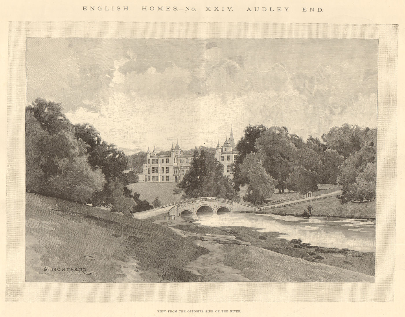 Associate Product Audley End from the opposite side of the river. Essex. Historic Houses 1890