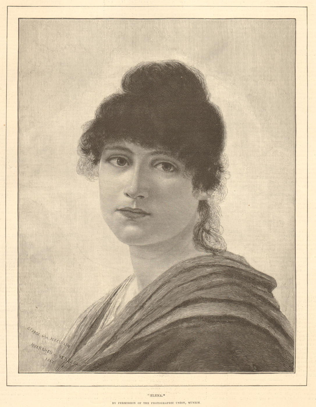 "Elena". Ladies. Fine arts 1890 old antique vintage print picture