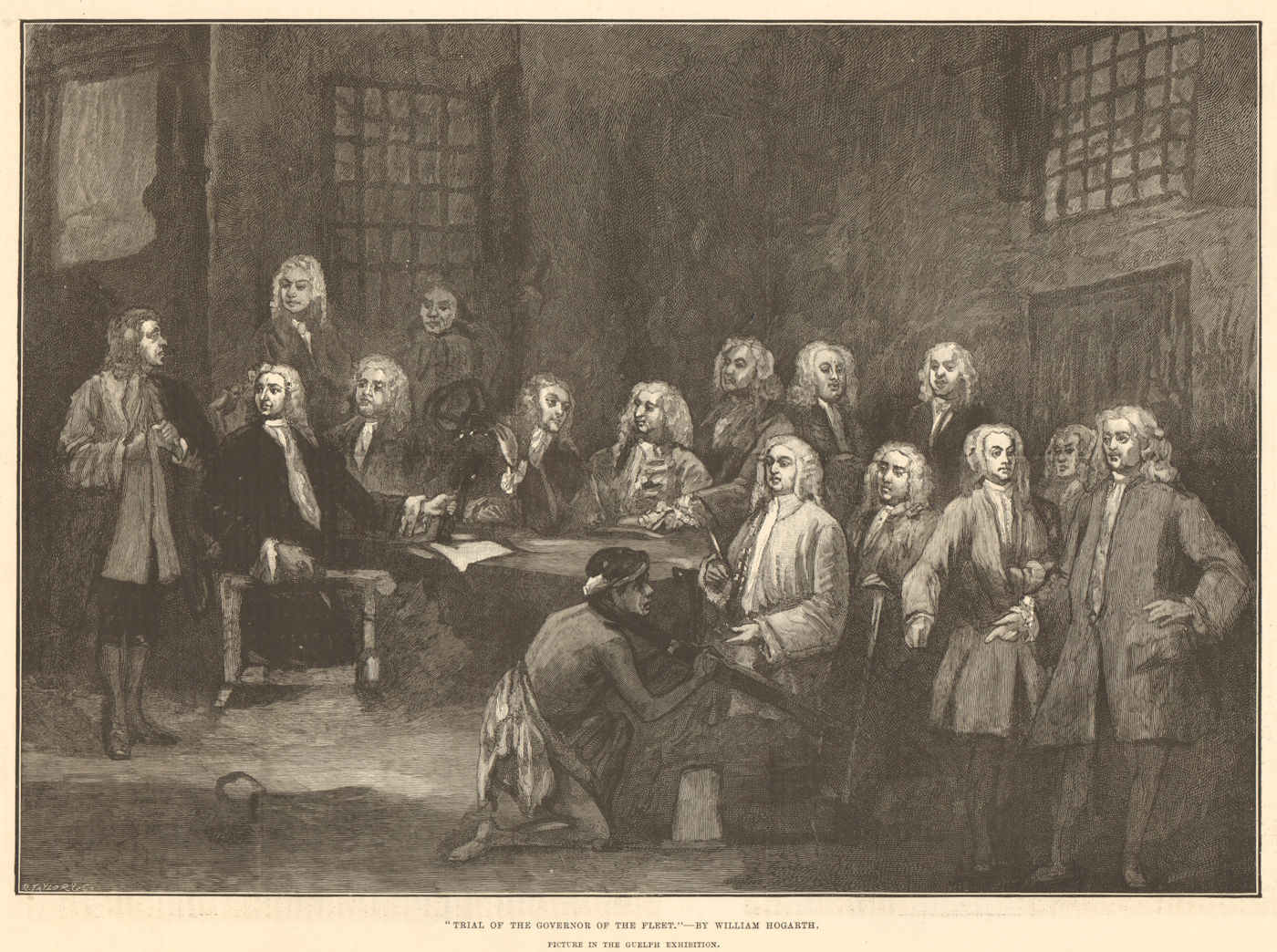 Trial of Thomas Bambridge, Warden of Fleet Prison, by Hogarth 1891 old print