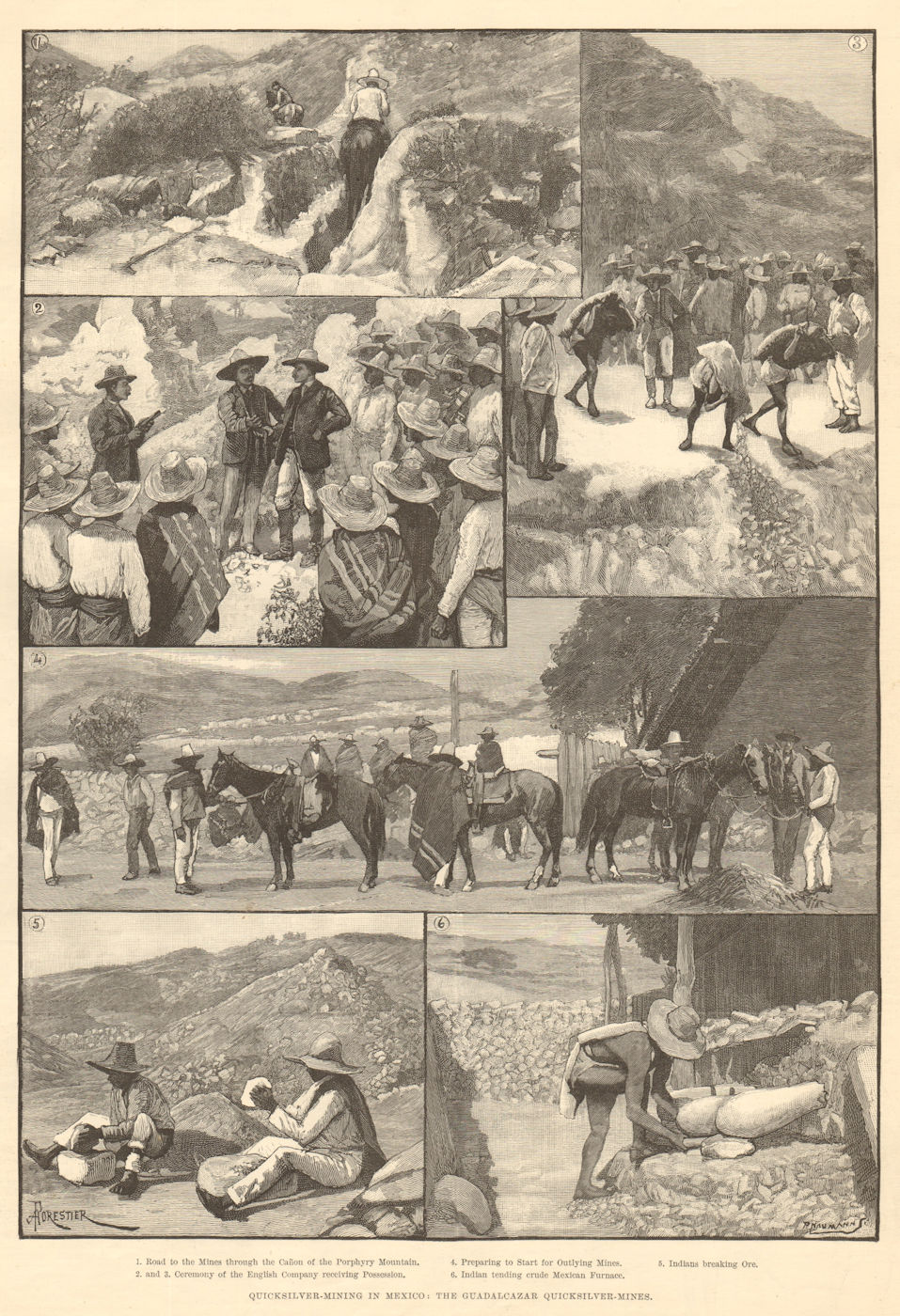 Associate Product Quicksilver-mining in Mexico: The Guadalcazar mercury mines 1891 ILN full page