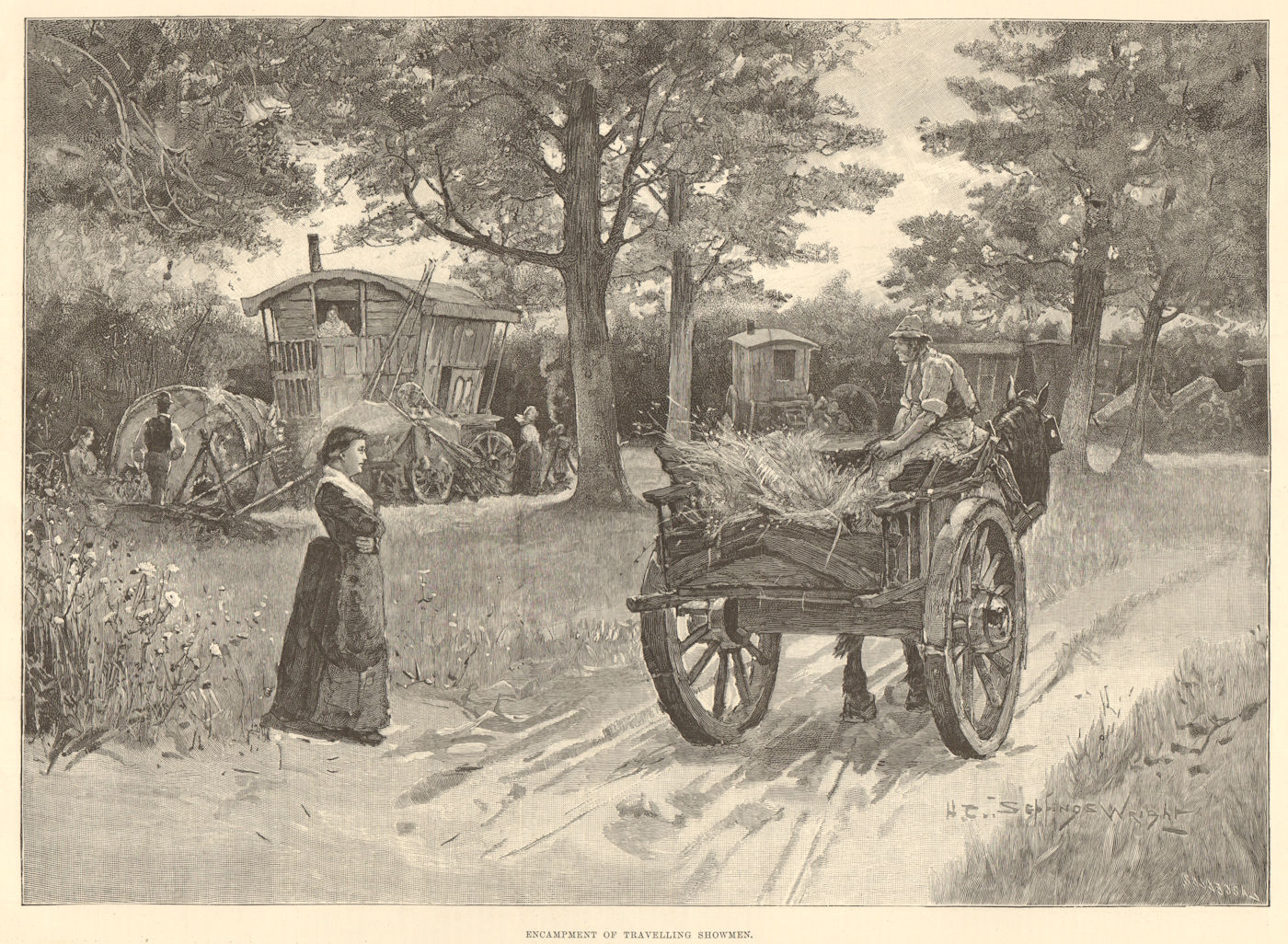 Encampment of travelling showmen. Transport. Transport 1891 old antique print