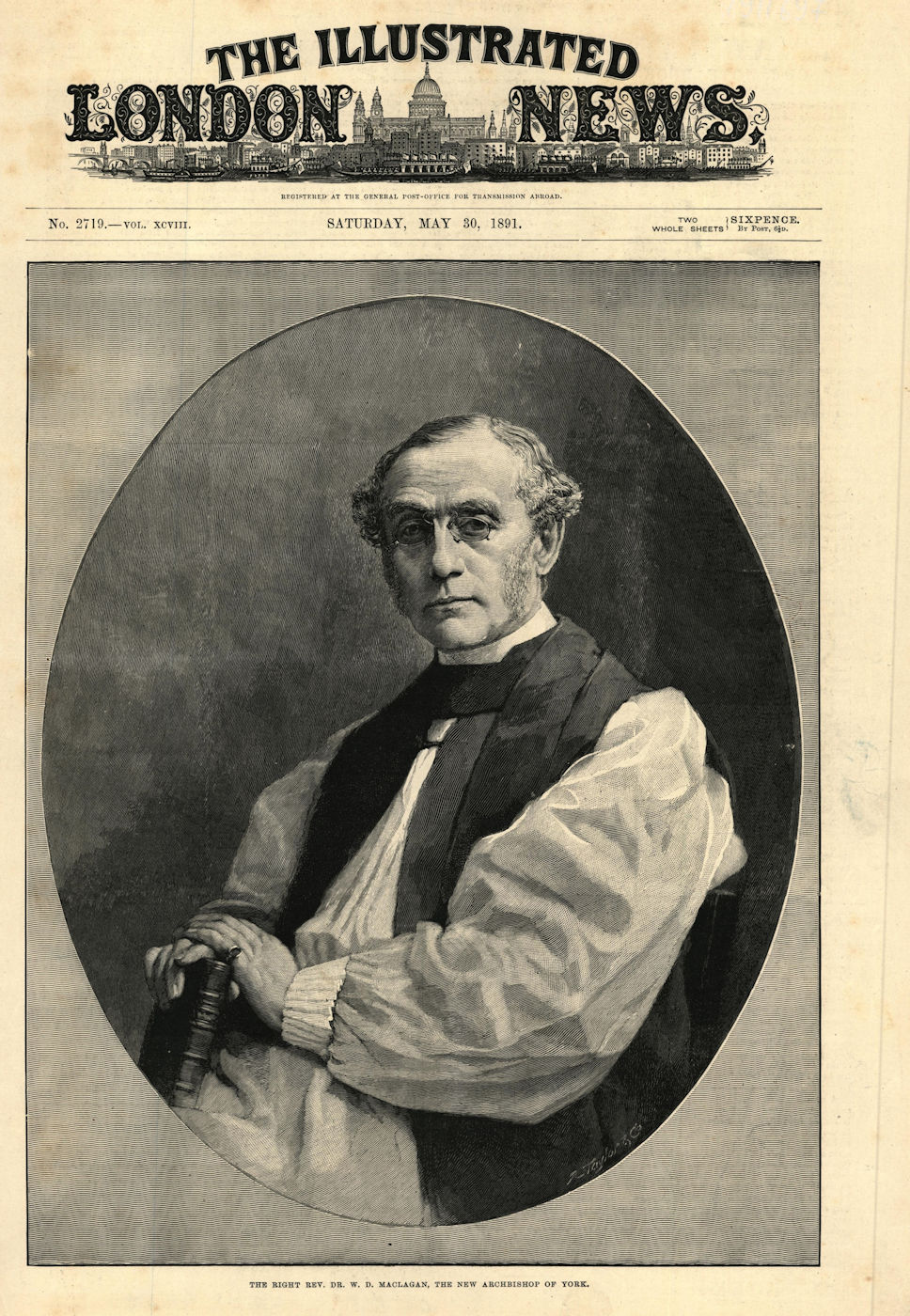 Associate Product The Right Rev. Dr. W. D. Maclagan, the new Archbishop of York. Clergy 1891