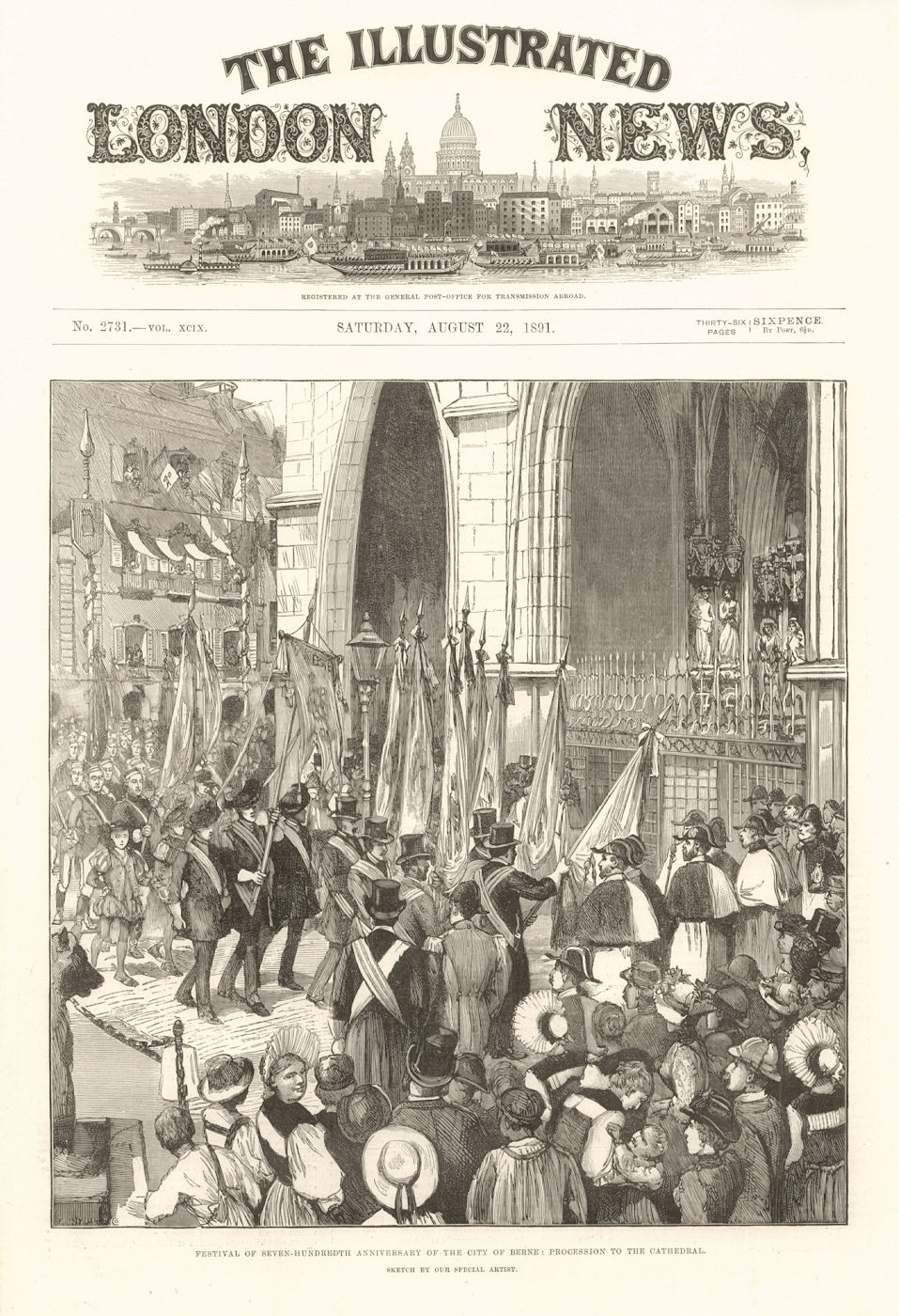 Associate Product City of Berne 700th anniversary: Procession to the Cathedral. Switzerland 1891