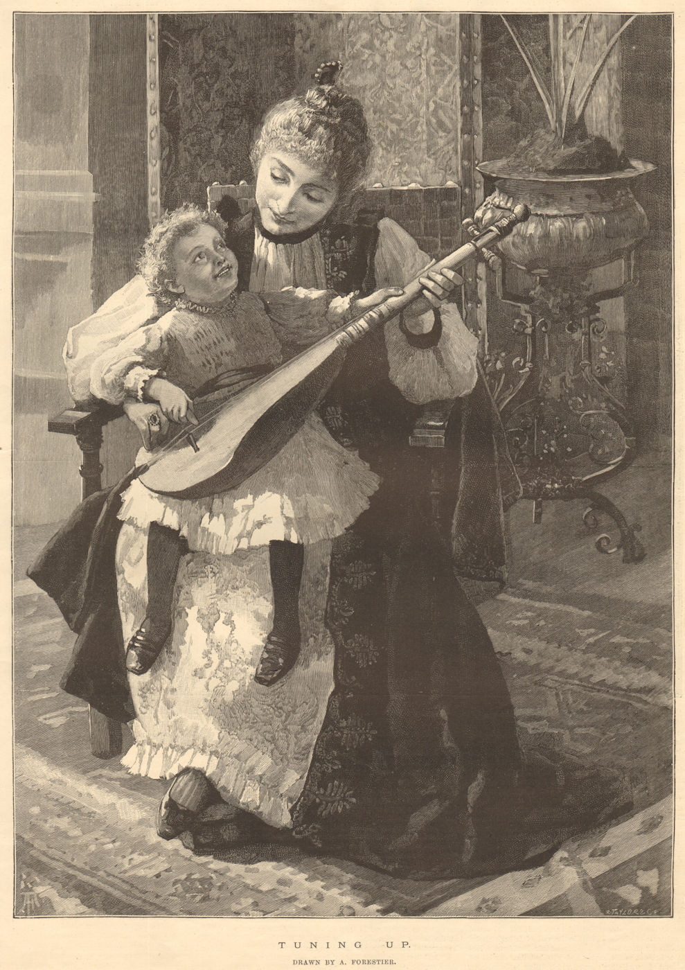 Associate Product Tuning up. Drawn by A. Forestier. Music. Family 1891 old antique print picture