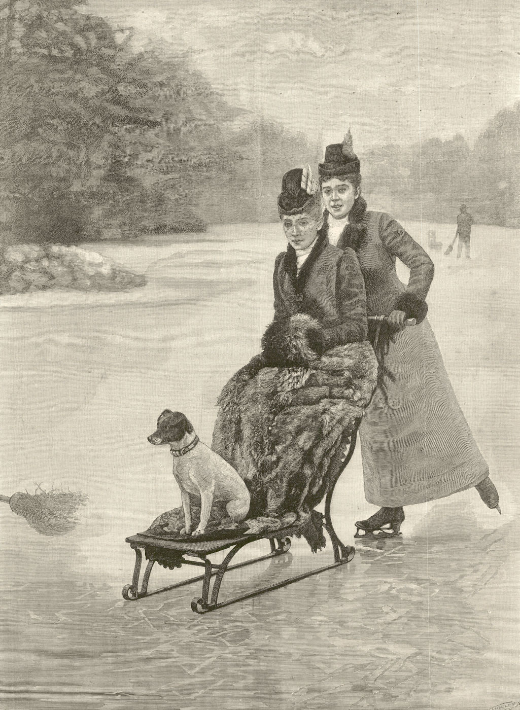 A Lucky Dog. Winter Sports 1892 antique ILN full page print