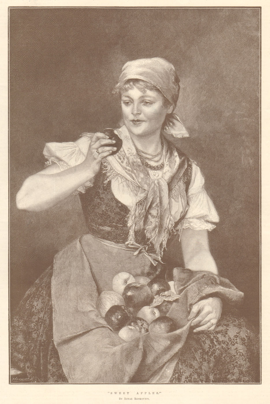 Associate Product "Sweet apples", by Ignaz Roskovics. Pretty Ladies. Fruit 1892 old print