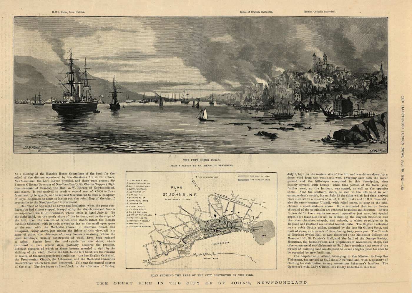 Great Fire of Saint John, Newfoundland. Plan of damage. Canada 1892 map