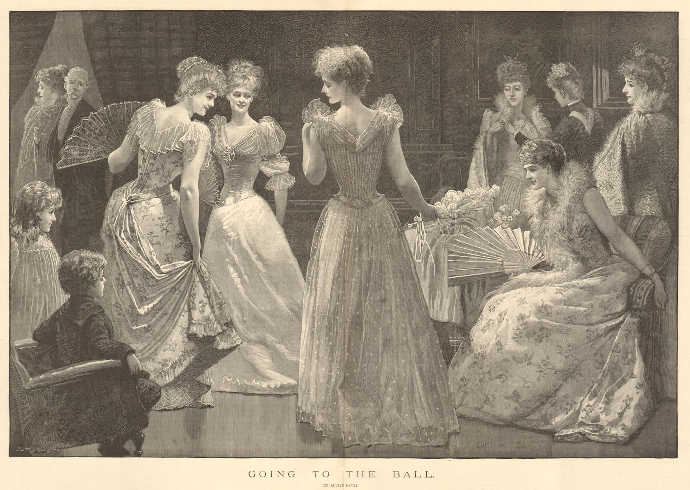 "Going to the ball", by Lucien Davis. Fine Arts. Society 1892 old print