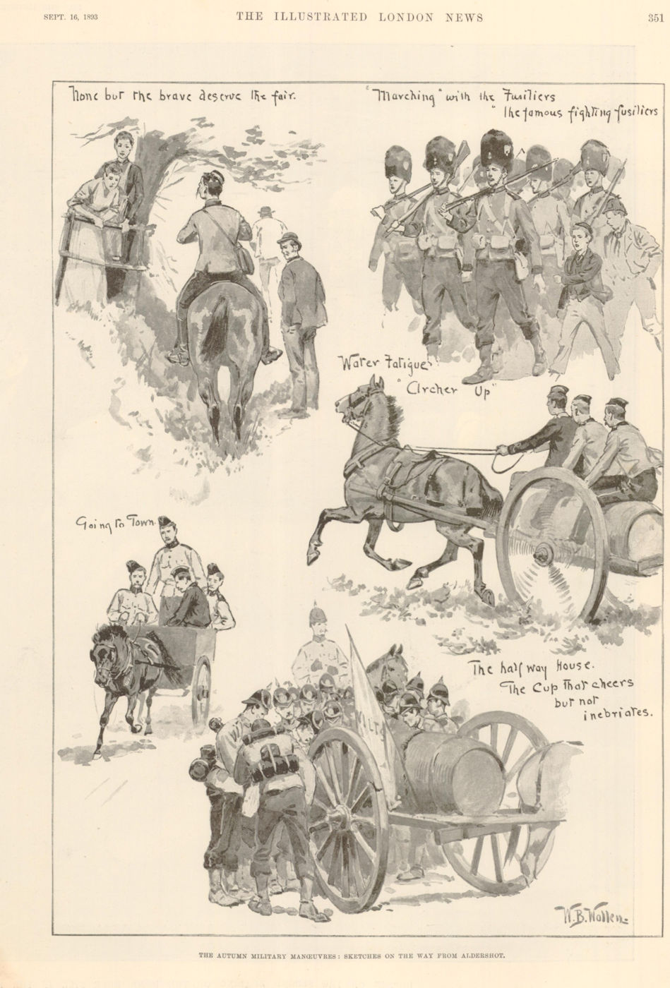 The Autumn Military manoeuvres: on the way from Aldershot. Hampshire 1893