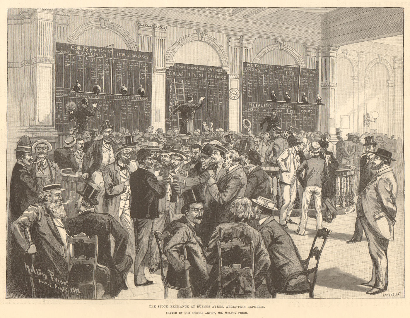 Associate Product The stock exchange at Buenos Aires, Argentine Republic. Finance 1893 ILN print
