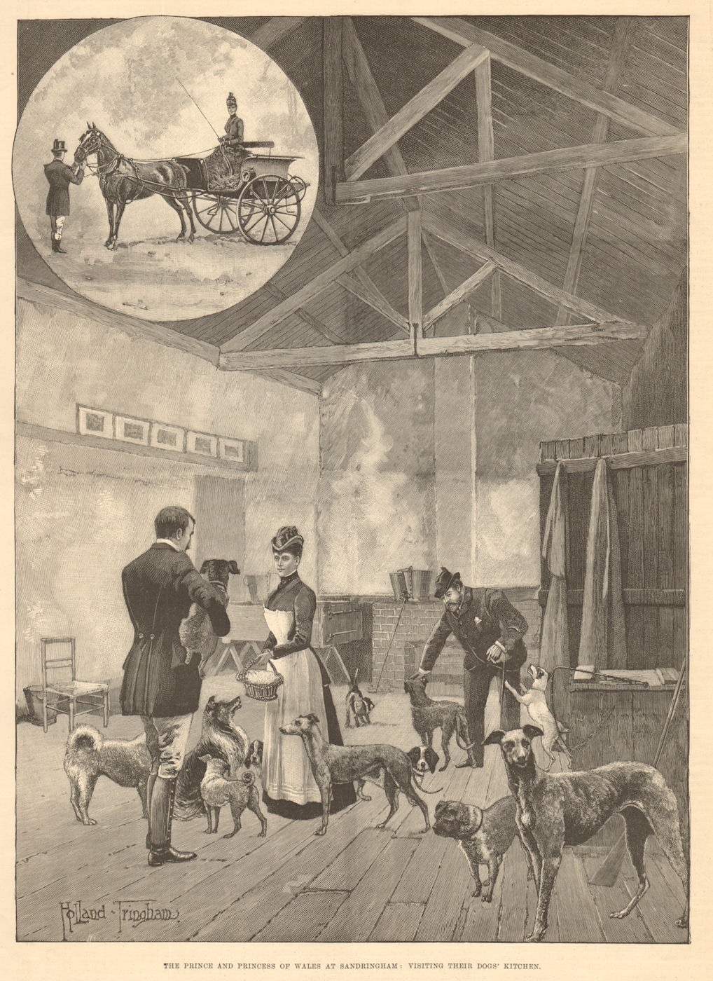Prince of Wales (Edward VII) at Sandringham: Dog's kitchen. Norfolk 1893 print