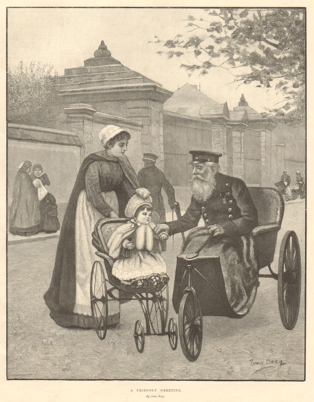 Associate Product "A friendly greeting", by Jean Berg. Wheelchair pram pushchair 1894 old print