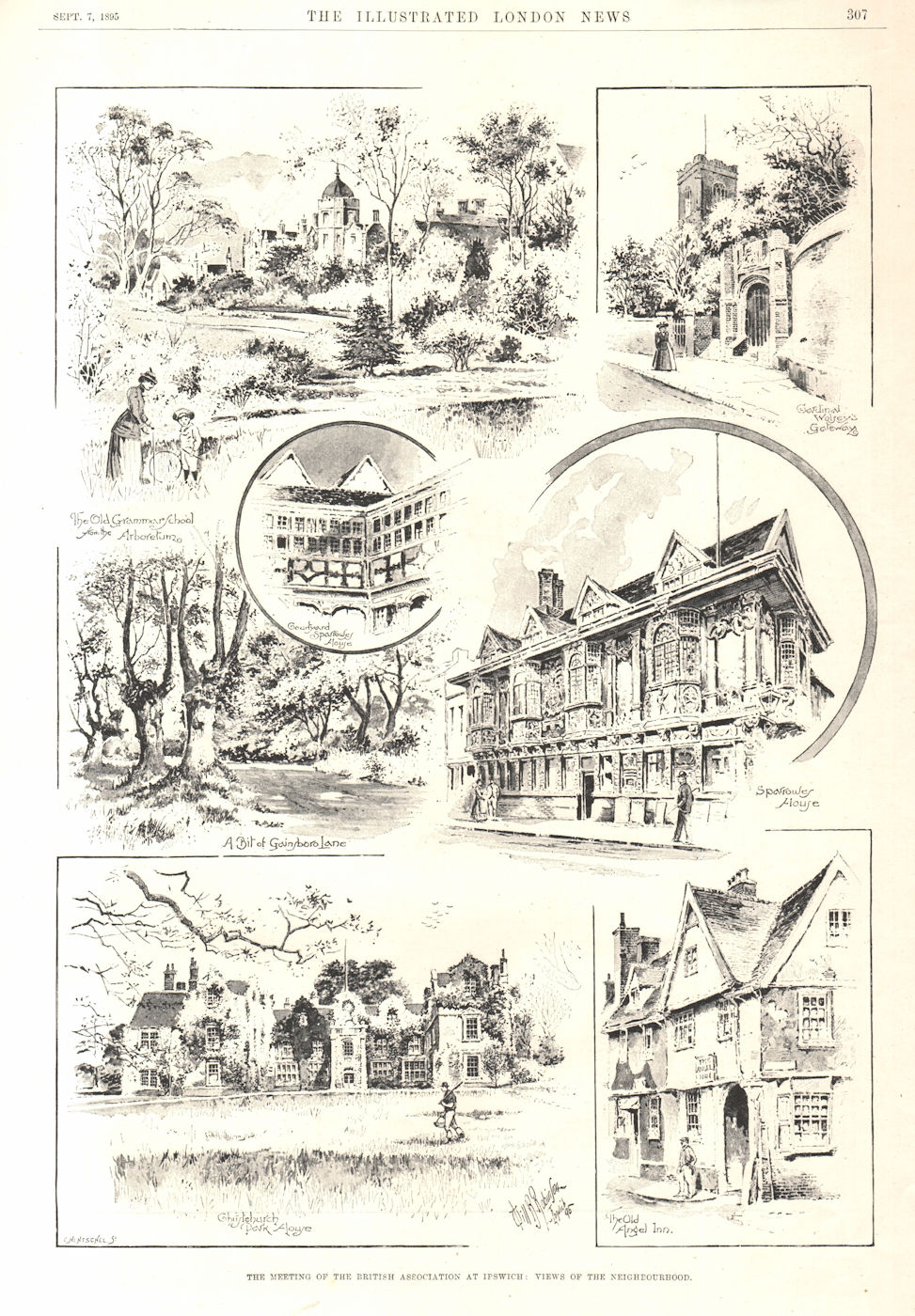 Views of Ipswich: views of the neighbourhood. Suffolk 1895 old antique print