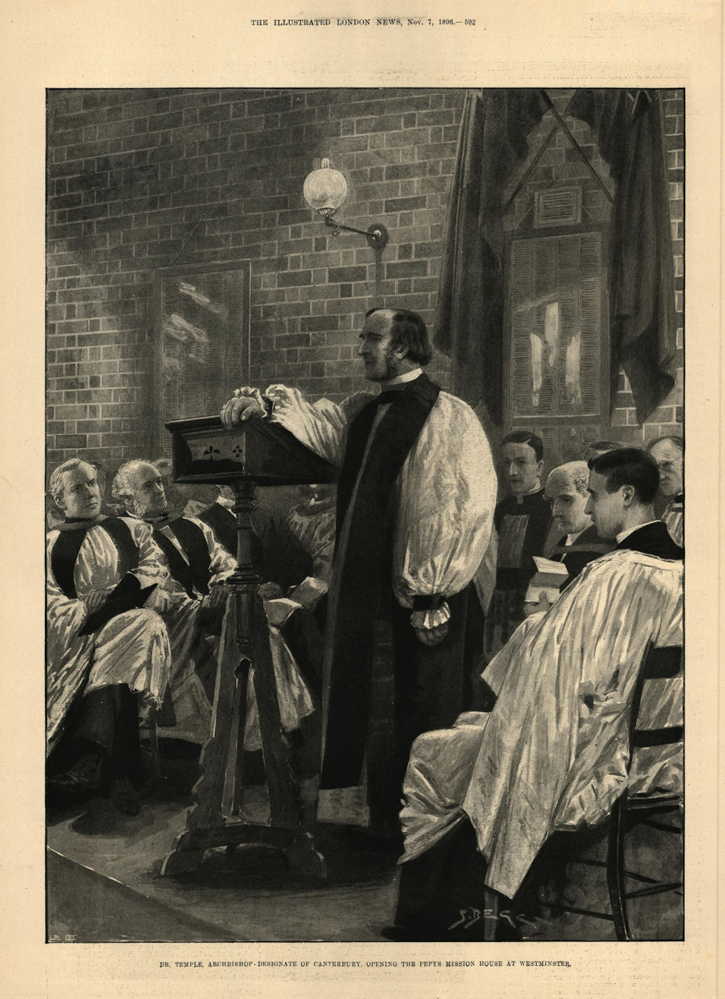 Associate Product Dr. Temple, Archbishop-designate of Canterbury, opening Pepys Mission House 1896