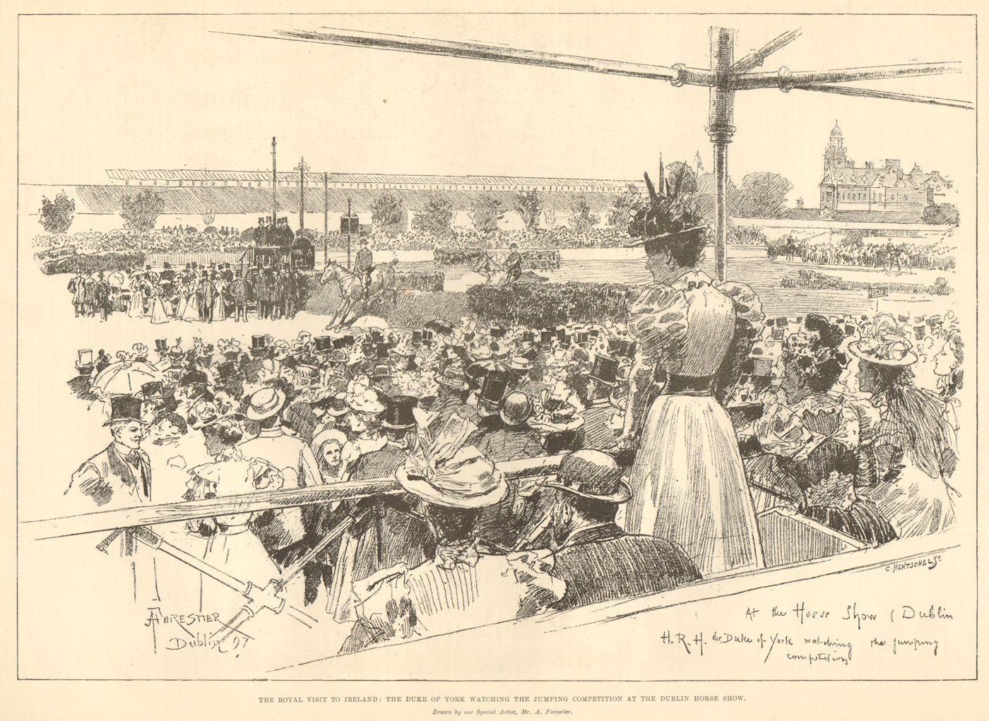 Associate Product The Duke of York watching the jumping competition at the Dublin Horse Show 1897