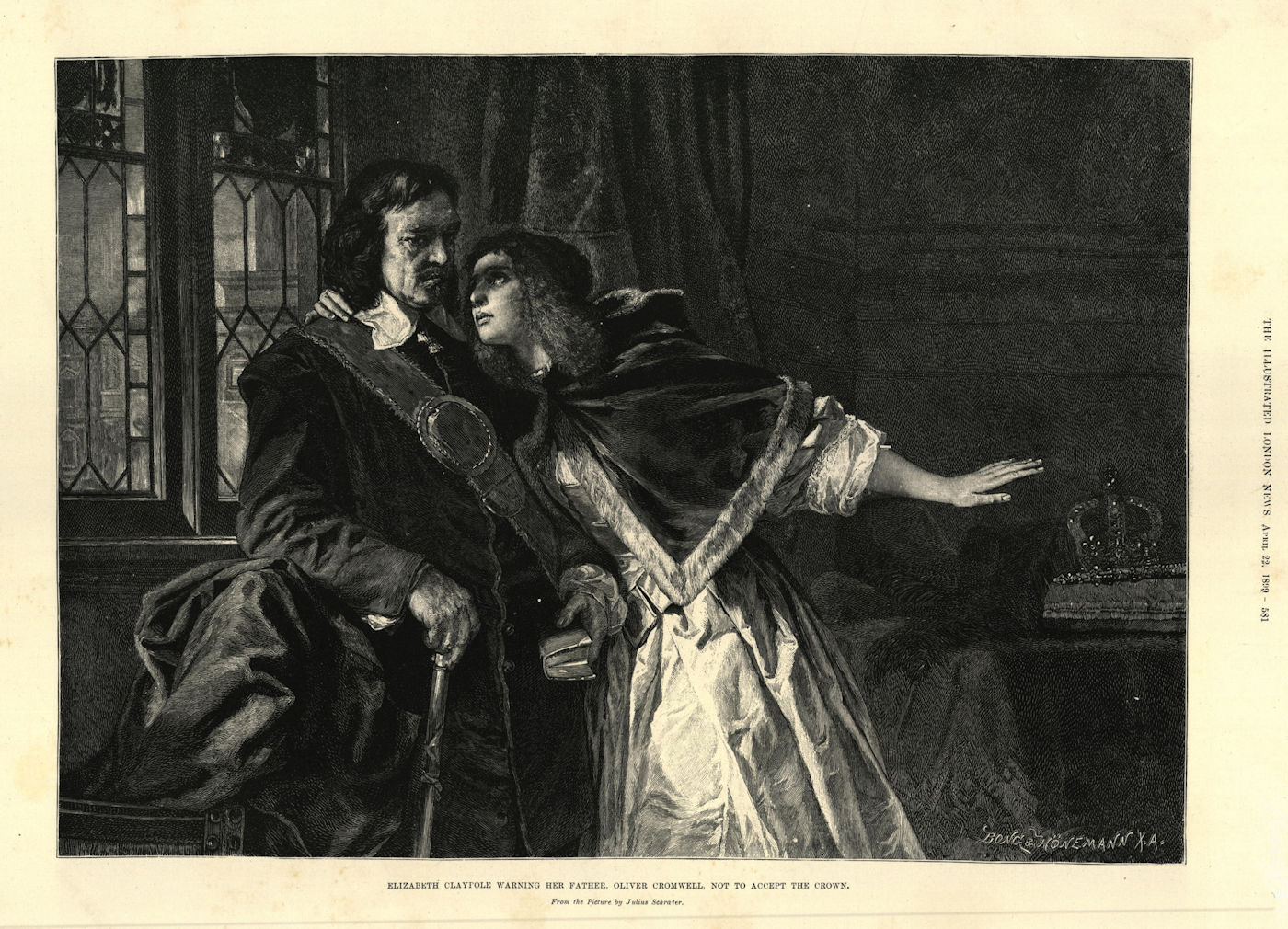 Elizabeth Claypole warning Oliver Cromwell not to accept the Crown 1899