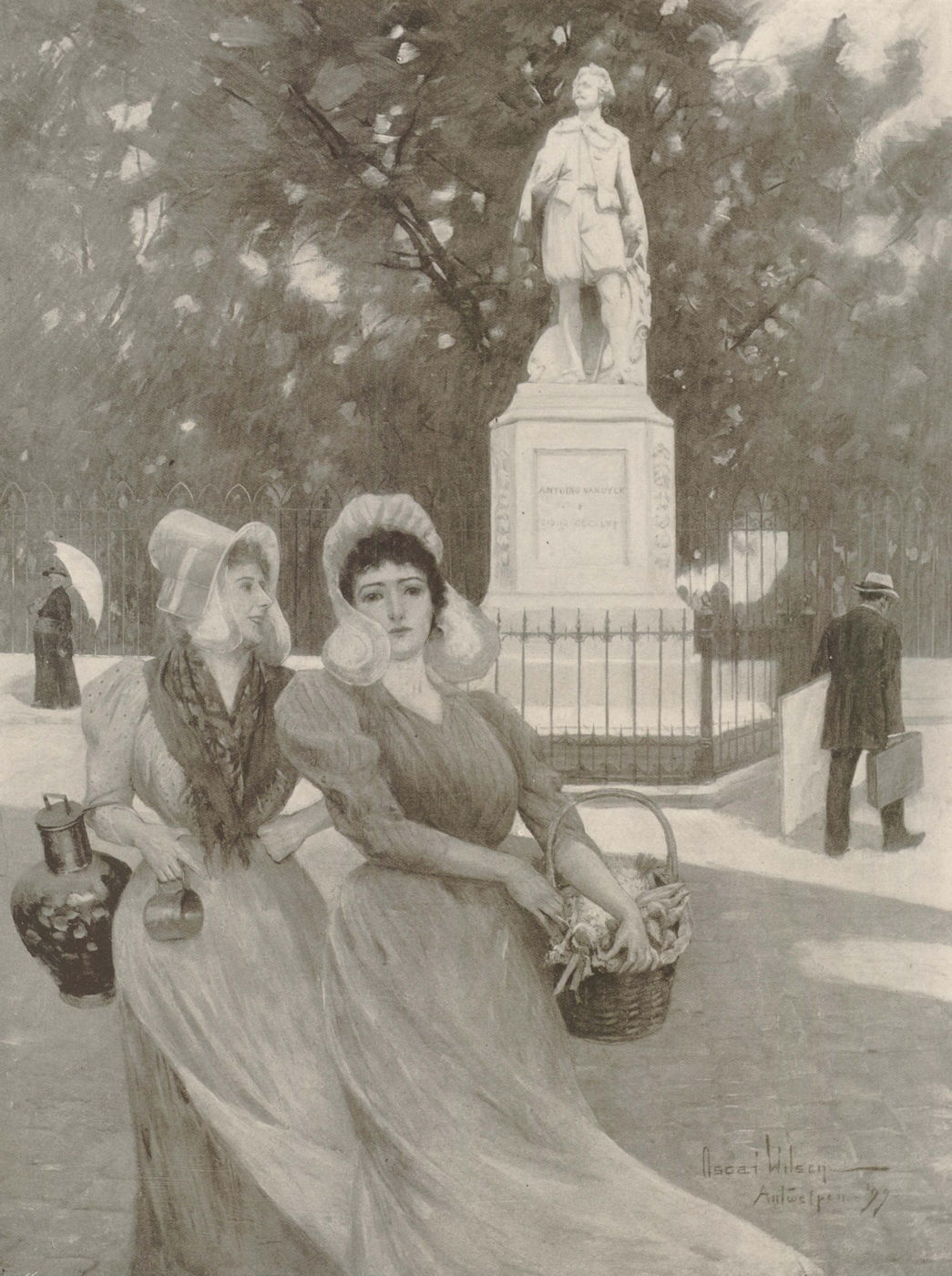 Associate Product The Vandyck statue, Place de Musée, Antwerp. Belgium 1899 ILN full page print