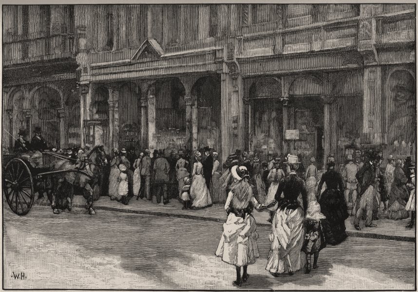 The " Block," Collins Street, Melbourne. Melbourne. Australia 1890 old print